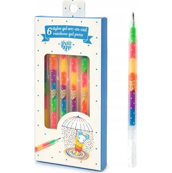 Djeco Sada 6 gelových per duhových barev