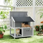 Dřevěný zateplený domeček pro kočky 80 x 93 x 95 cm | šedý