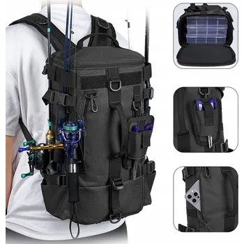 Outdoorové zavazadlo Batoh Rybářský turistický Taška na návnady Obal na pruty Černá