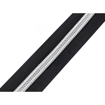 Zip Zip spirálový se stříbrnými zoubky No 10 metráž černá 1 m