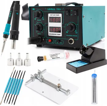 Páječka PÁJECÍ STANICE 2V1 HOT AIR PÁJEČKA YIHUA 706+ PCB TAVIDLO CÍN HÁKY