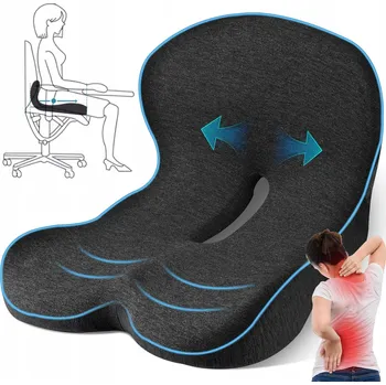 Podsedák PODUSZKA PIANKA MEMORY PODSEDÁK PAMĚŤOVÁ PĚNA do AUTA, KANCELÁŘE, na ŽIDLI, KŘESLO 42 x 44 cm černá