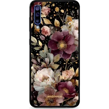 Pouzdro na mobilní telefon Lesklý kryt Mobiwear Glossy - Samsung Galaxy A30s - G169G Zlatavé kvítky (Prémiové lesklé pouzdro, obal, kryt Mobiwear Glossy na mobil Samsung Galaxy A30s - G169G Zlatavé kvítky, materiál Plast + TPU silikon - krytí po všech stranách, neošoupatelný potisk