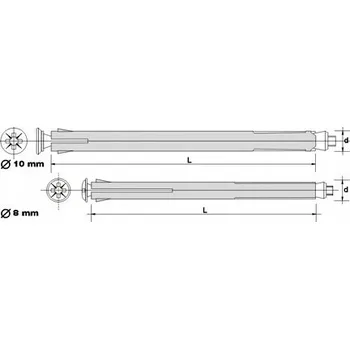 Vrták Hmoždinky do betonu PGB 10 x 202 mm, 50 ks