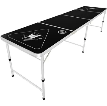 Alkoholická hra Vevor Stůl na beer pong 8 foot, skládací, nastavitelná výška, 6 míčů, černý