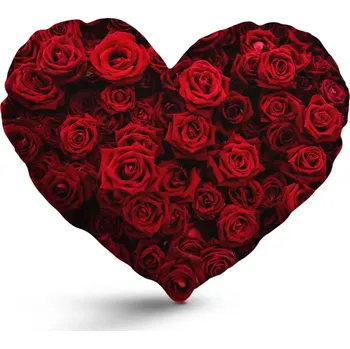 Polštář Sablio 3D polštář ve tvaru srdce: Červené růže