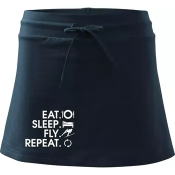 Dámská sukně Eat sleep fly repeat - skoky na lyžích - Sportovní sukně - two in one - XS ( Námořní modrá (velmi tmavá - téměř černá) )
