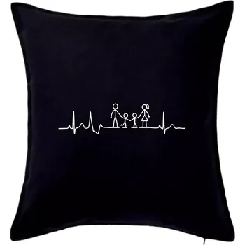 Polštář EKG rodina a dva kluci - Polštář 50x50 - 50x50 - Pouze potah ( Černá )
