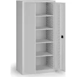 B2B Partner Policová dílenská skříň na nářadí KOVOS, perforovaný panel, 4 police, 950 x 600 x 1950 mm, šedá