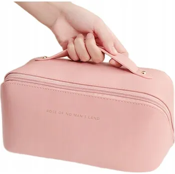 Kosmetická taška KOSMETICKÝ KUFŘÍK S UCHEM DÁMSKÝ NA CESTY PROSTORNÝ ROZKLÁDACÍ RŮŽOVÝ