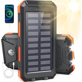 Powerbanka 26800MAH SOLÁRNÍ POWERBANKA BEZDRÁTOVÉ NABÍJENÍ 4 USB SE 2 SILNÝMI SVÍTILNAMI