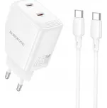 Rychlá Síťová Nabíječka pro Telefon 2xUSB-C 45W Borofone + USB-C Kabel 1m