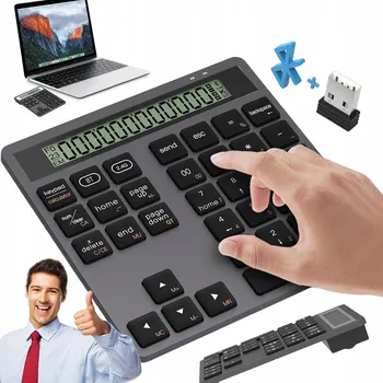 Klávesnice MINI BEZDRÁTOVÁ NUMERICKÁ KLÁVESNICE S 34 KLÁVESAMI A KALKULAČKOU BT 5.0