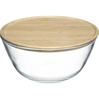 SKLENĚNÁ MÍSA NA SALÁT s bambusovým víkem 2,5L
