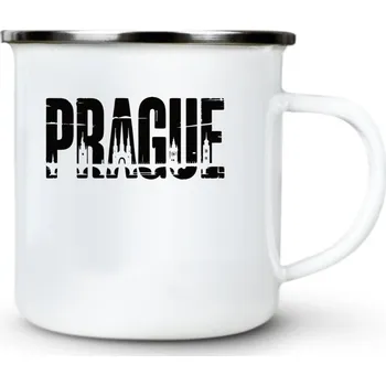 Pánské oblečení Prague - černý potisk - Plechový hrnek VELKÝ 400ml (500 ml po okraj) - 400 ml