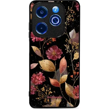 Pouzdro na mobilní telefon Lesklý kryt Mobiwear Glossy - Infinix HOT 40i - G171G Zlatavé lístky a květy (Prémiové lesklé pouzdro, obal, kryt Mobiwear Glossy na mobil Infinix HOT 40i - G171G Zlatavé lístky a květy, materiál Plast + TPU silikon - krytí po všech stranách, neošoupateln