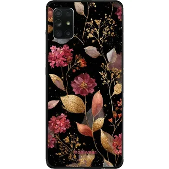 Pouzdro na mobilní telefon Lesklý kryt Mobiwear Glossy - Samsung Galaxy A71 - G171G Zlatavé lístky a květy (Prémiové lesklé pouzdro, obal, kryt Mobiwear Glossy na mobil Samsung Galaxy A71 - G171G Zlatavé lístky a květy, materiál Plast + TPU silikon - krytí po všech stranách,)