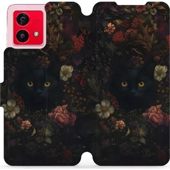 Pouzdro na mobilní telefon Flipové pouzdro Mobiwear - Motorola Moto G84 - V161S Temné kočky (Knížkové flip pouzdro, obal, kryt na mobil Motorola Moto G84 - V161S Temné kočky, materiál Umělá kůže + TPU - ochrana 360°, stojánek, silikonová vanička, magnetické zavírání)