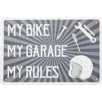 Plechová cedule OXFORD plechová cedule MY RULES šedá/krémová rozměr 30 x 20 cm