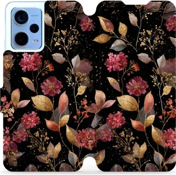 Pouzdro na mobilní telefon Flipové pouzdro Mobiwear - Xiaomi Redmi Note 12 5G / Poco X5 5G - V171S Zlatavé lístky a květy (Knížkové flip pouzdro, obal, kryt na mobil Xiaomi Redmi Note 12 5G / Poco X5 5G - V171S Zlatavé lístky a květy, materiál Umělá kůže + TPU - ochrana 360°,)