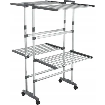 Sušák na prádlo na kolečkách, 2 patra, stříbrný, 60x70x106 cm