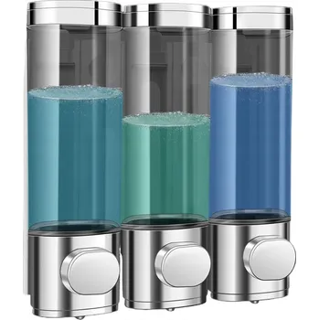 Dávkovač mýdla 3X300ML NÁSTĚNNÝ DÁVKOVAČ MÝDLA, SPRCHOVÉHO GELU A ŠAMPONU, 3 KOMORY