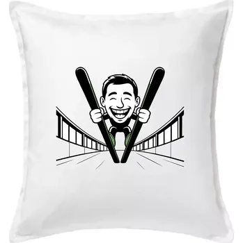 Polštář Vysmátý kreslený skokan - Polštář 50x50 - 50x50 - Pouze potah ( Bílá )