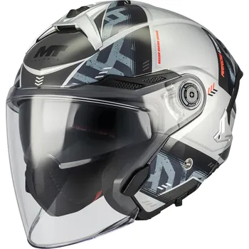 Helma na motorku MT Helmets Otevřená helma na motorku MT Cosmo SV Arrow C2 šedo-černá XL