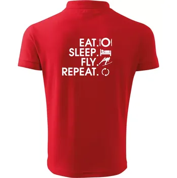 Pánská košile Eat sleep fly repeat - skoky na lyžích - Polokošile pánská Pique Polo 203 - M ( Červená )