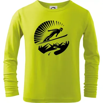 Chlapecké oblečení Skokan černý v kruhu - Triko dětské Long Sleeve - 158 cm/12 let ( Limetková )