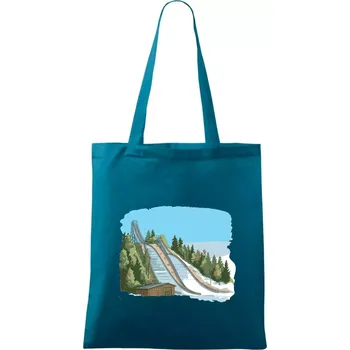 Obrázek skokanských můstků - Taška bavlněná - 42 x 38 cm ( Petrolejová )