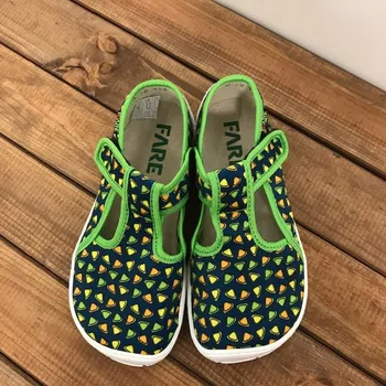 Dívčí obuv Papuče / bačkory - Trojúhelníky zelená (na suchý zip), Fare bare Velikost: 30