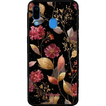Pouzdro na mobilní telefon Lesklý kryt Mobiwear Glossy - Samsung Galaxy A40 - G171G Zlatavé lístky a květy (Prémiové lesklé pouzdro, obal, kryt Mobiwear Glossy na mobil Samsung Galaxy A40 - G171G Zlatavé lístky a květy, materiál Plast + TPU silikon - krytí po všech stranách,)