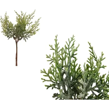 Vánoční dekorace Zelená větvička s jemným namrzlým nádechem 21 cm