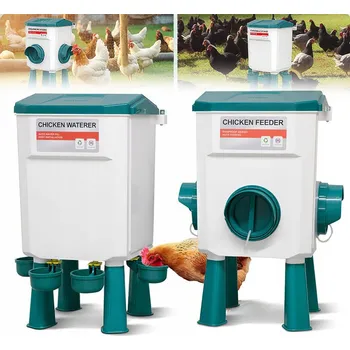 Krmítko pro ptáka Krmítko + Napáječka na KRMIVO pro Kuřata Kachny Husy Drůbež 20KG + 11L