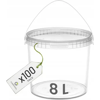 Dóza na potraviny Kbelík s víkem 8 L na potraviny průhledný SET 100 kusů