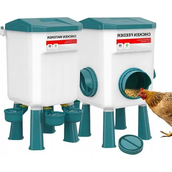 Krmítko pro ptáka Krmítko + Napáječka na KRMIVO pro Kuřata Kachny Husy Drůbež 20KG + 11L