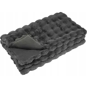deka Deka z umělé králičí kožešiny Tmavě šedá 130 x 150 cm