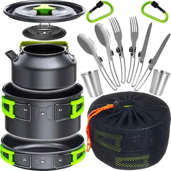 Hrnec TURISTICKÁ SADA NÁDOBÍ Hrnec Příbory Pánev Hrnek POUZDRO KONVICE XXXL