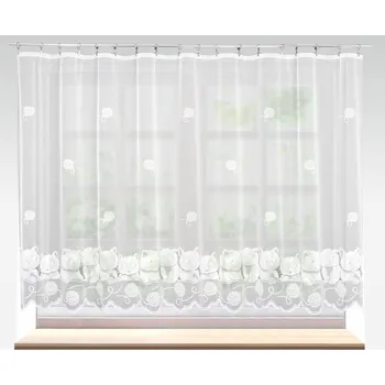 Záclona žakárová, Kočky metráž, bílá