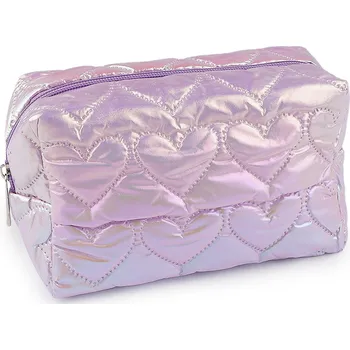 Deštník Kosmetická taška / pouzdro prošívané, srdce 18x11 cm holografické fialová nejsvětlejší 1 ks