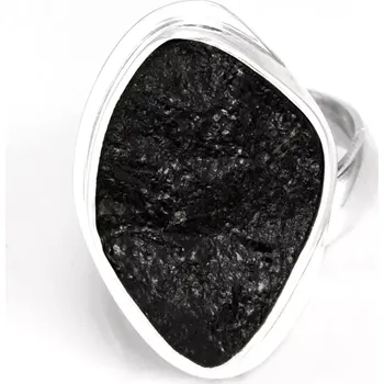 Prsten Velký stříbrný prsten (Ag 925/1000) s přírodním turmalínem skorylem QA, vel. kamene cca 30 x 21 mm "ochrana před negativní energii", VELIKOST 57/58 (TU1242R)