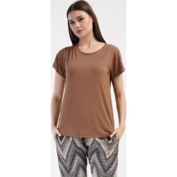 Dámské pyžamo Dámské pyžamo dlouhé Vienetta Secret Julie hnědá L