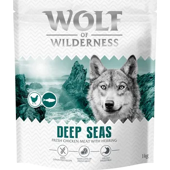 Krmivo pro psa 1kg nová receptura: Wolf of Wilderness Adult "Deep Seas" - sleď: granule pro psy bez obilovin