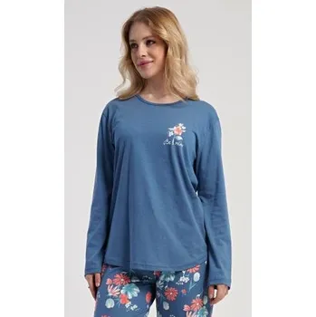 Dámské pyžamo Dámské pyžamo dlouhé Vienetta Secret Tracy petrolejová 1XL