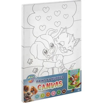 omalovánky Malování na plátno, barvy a štětec - pes a kočka 30x20 cm