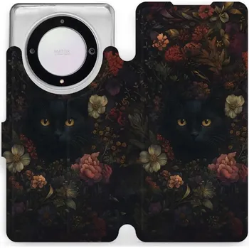 Pouzdro na mobilní telefon Flipové pouzdro Mobiwear - Honor Magic5 Lite 5G - V161S Temné kočky (Knížkové flip pouzdro, obal, kryt na mobil Honor Magic5 Lite 5G - V161S Temné kočky, materiál Umělá kůže + TPU - ochrana 360°, stojánek, silikonová vanička, magnetické zavírání)