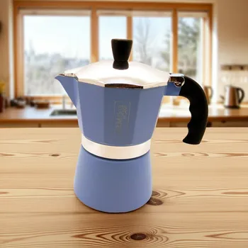 Moka konvice Italská Moka Konvička Espresso 3 šálky Hliníková světle Modrý AB.M Idea Milano