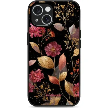 Pouzdro na mobilní telefon Lesklý kryt Mobiwear Glossy - Apple iPhone 15 - G171G Zlatavé lístky a květy (Prémiové lesklé pouzdro, obal, kryt Mobiwear Glossy na mobil Apple iPhone 15 - G171G Zlatavé lístky a květy, materiál Plast + TPU silikon - krytí po všech stranách, neošoupateln