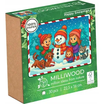 Puzzle Klasické - Milliwood - Veselý Sněhulák - 30 dílků - FSC Veselý Sněhulák